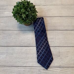 BCBG Dark Blue Plaid Tie
